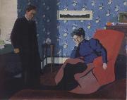 Felix Vallotton Interior with red armchair and figure oil painting on canvas